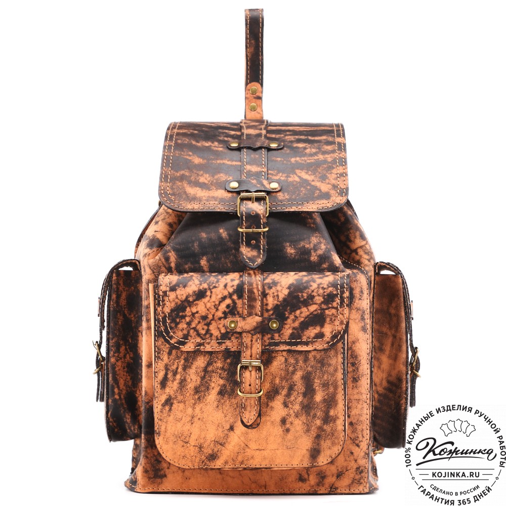  Кожаный рюкзак "Патриот" (старение рыжий)